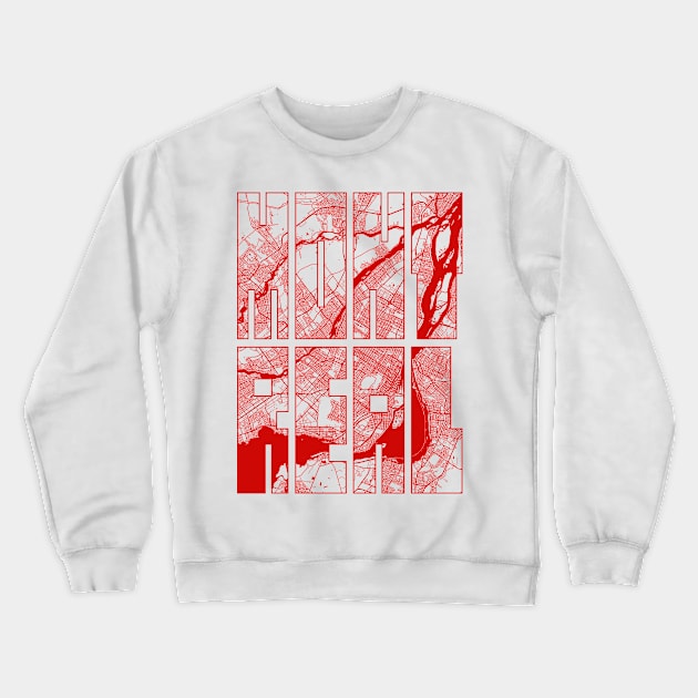 Montreal, Canada City Map Typography - Oriental Crewneck Sweatshirt by deMAP Studio